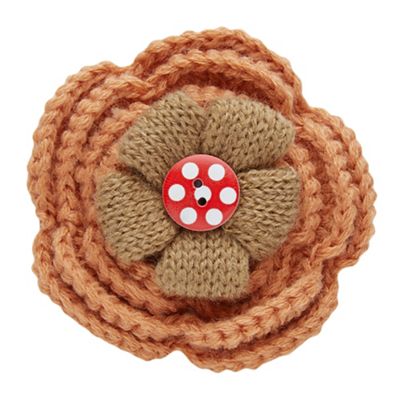 Multi coloured crochet flower pin